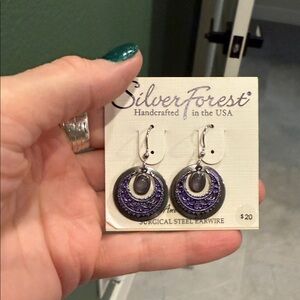 Silver Forest Purple and Silver Earrings